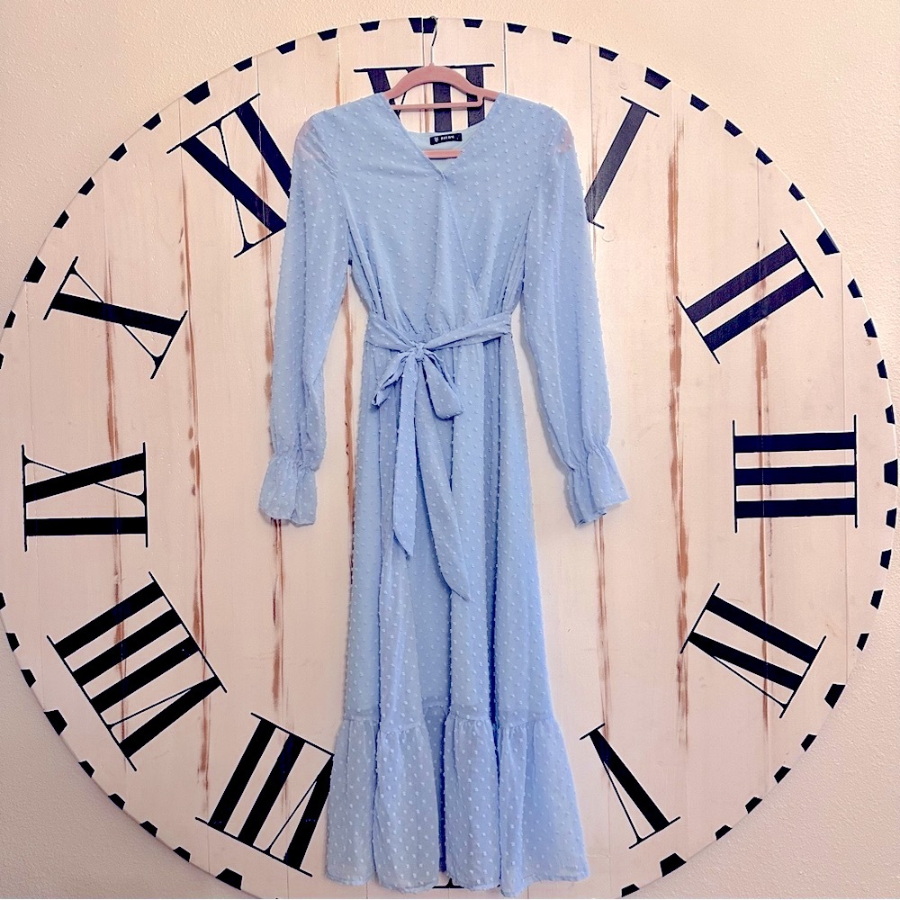 Baby Blue Swiss Dot Dress